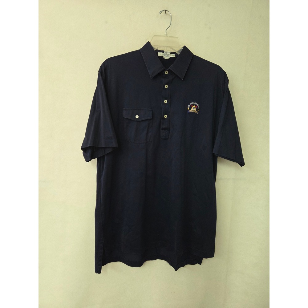 Izod Club Polo Shirt Mens XL Navy Blue 1995 US Senior Open Congressional Vintage